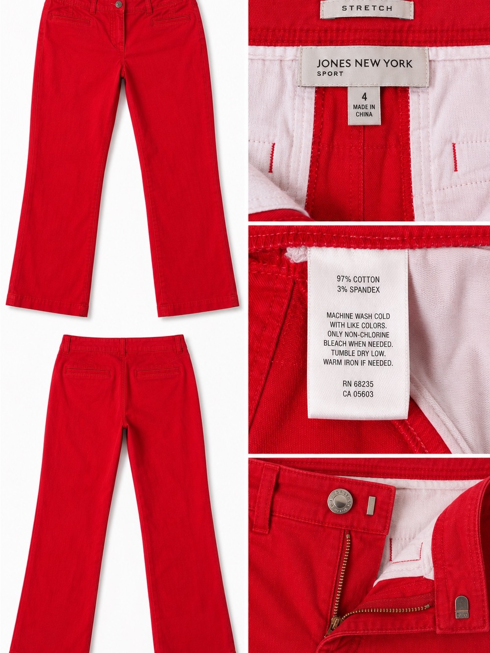 Jones New York Bright Red Girls' Stretch Jeans